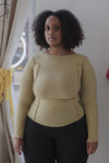 BASERANGE Ribbed cotton base layer top TTOL-RB-AU23 lime green